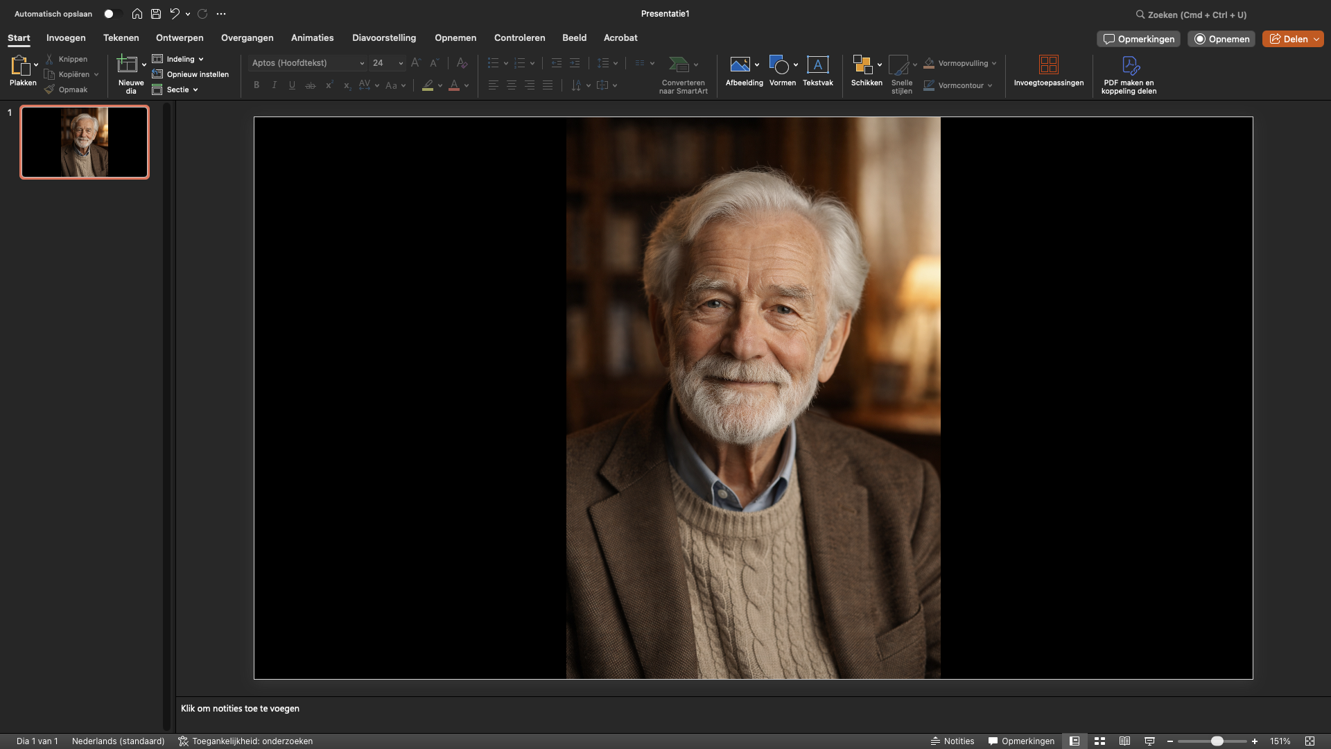 AI man zwarte randen Powerpoint